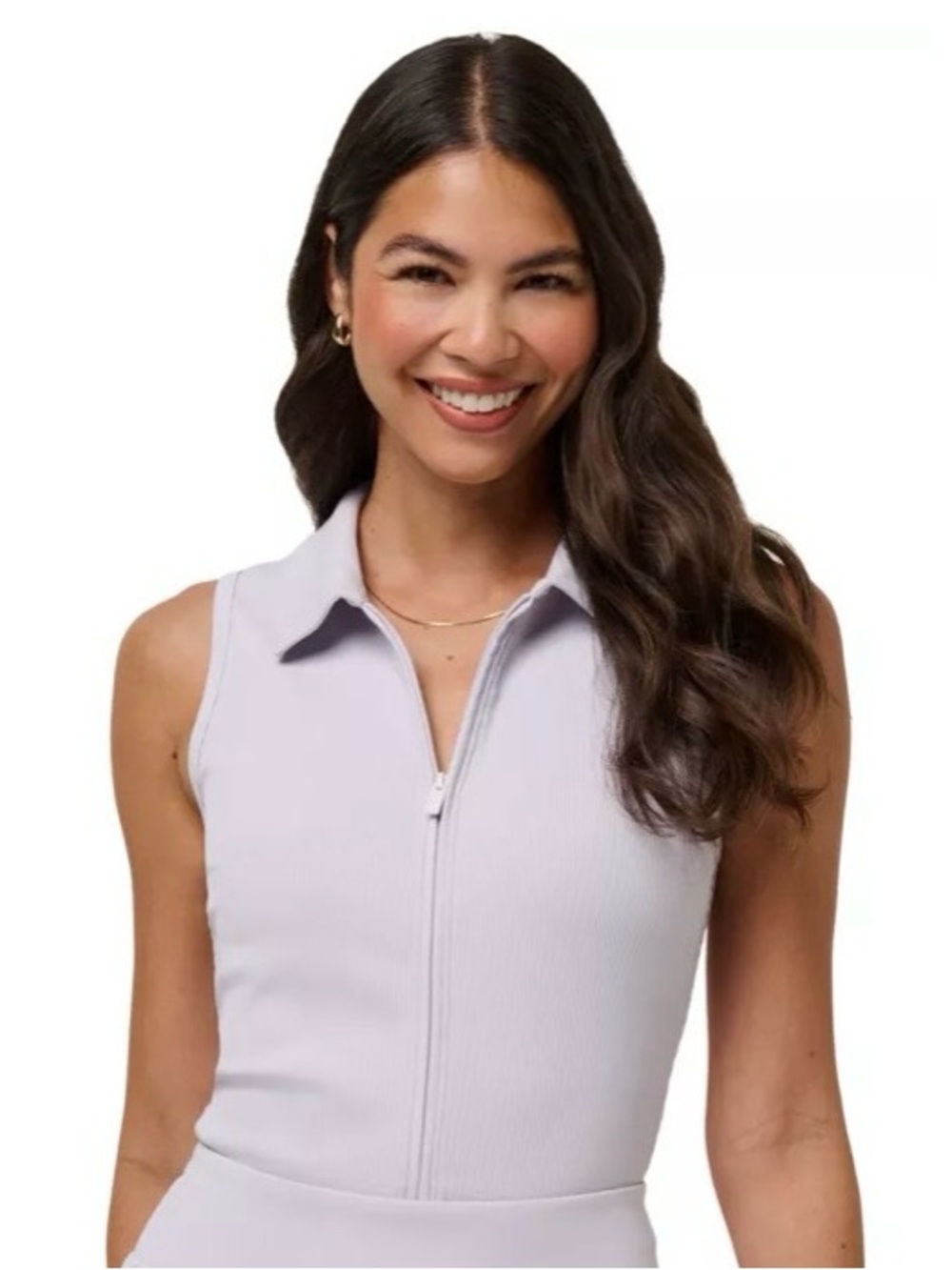 TravisMathew Women's Midline MoveKnit Sleeveless Zip-Up Golf Polo Shirt Top